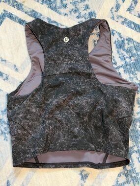 New lululemon athletica Black and Purple Marble Racerback Crop Top